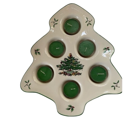 Spode Christmas Tree Dish with 6 votives - Picture 1 of 10